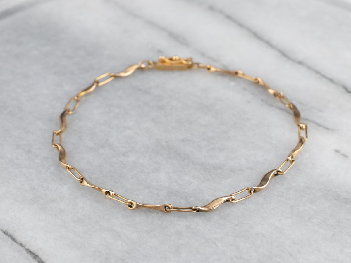 14K Gold Curved Link Bracelet