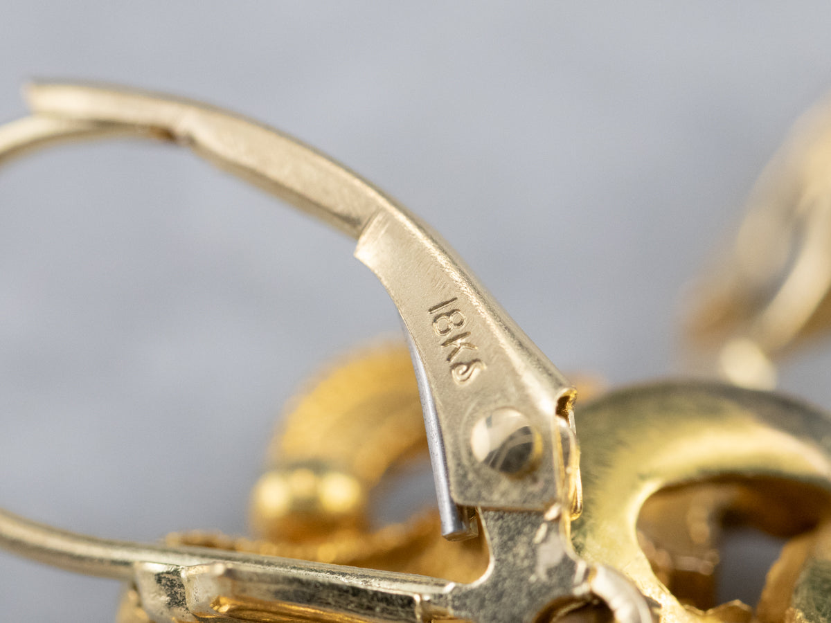 Bee and Flower 18K Gold Drop Earrings