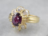 Green Gold Pink Sapphire and Diamond Ring