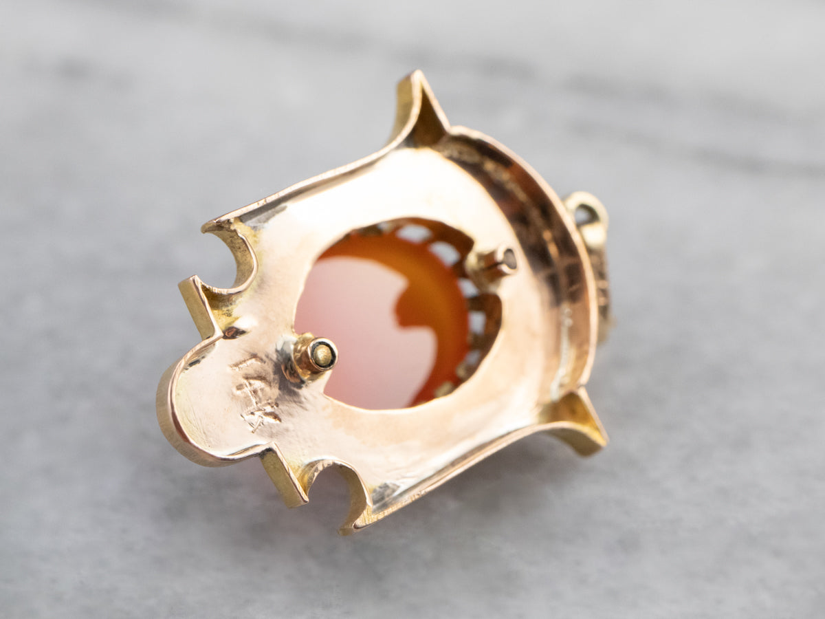 Antique Hardstone Cameo Gold Pendant