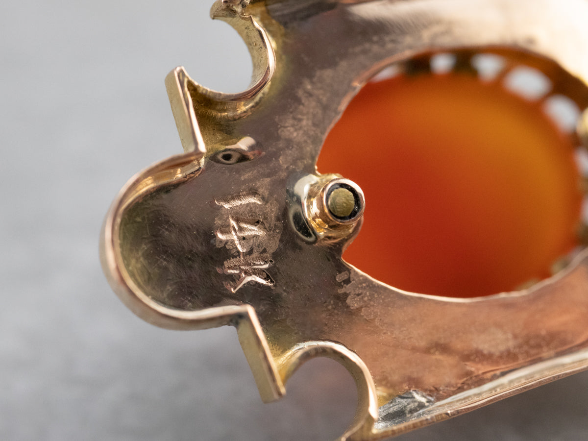 Antique Hardstone Cameo Gold Pendant