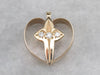 Religious Gold Heart and Cross Pendant