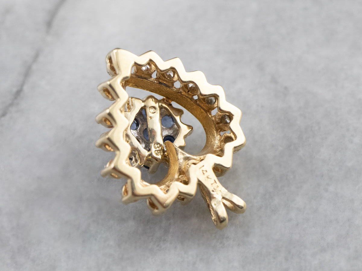 Sapphire and Diamond Heart Halo Pendant