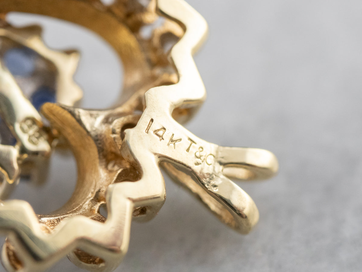 Sapphire and Diamond Heart Halo Pendant