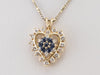 Sapphire and Diamond Heart Halo Pendant