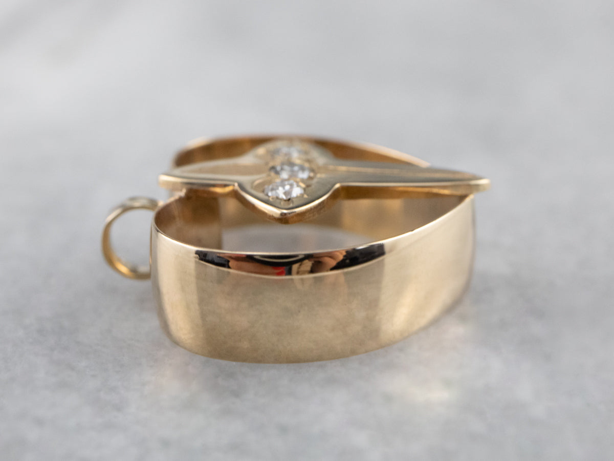 Religious Gold Heart and Cross Pendant