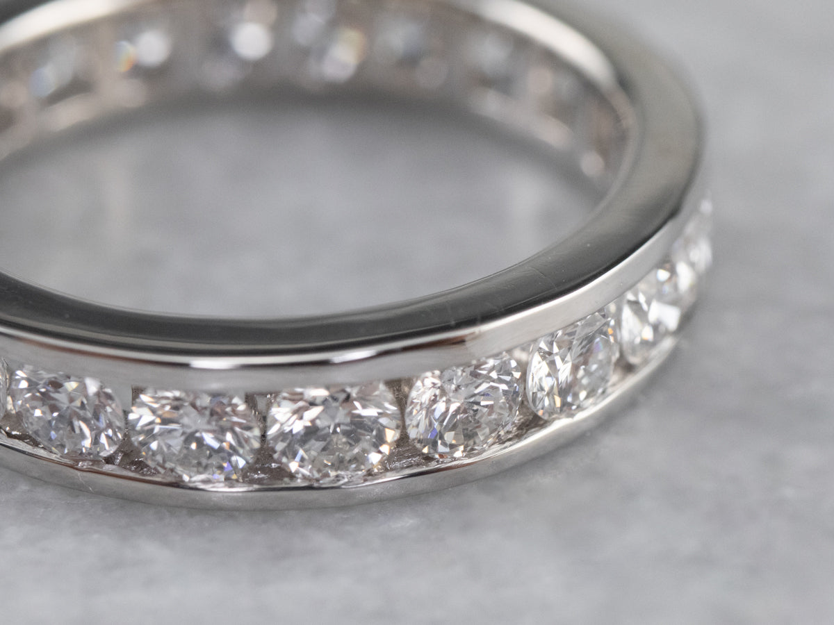 Channel Set Diamond Platinum Eternity Wedding Band