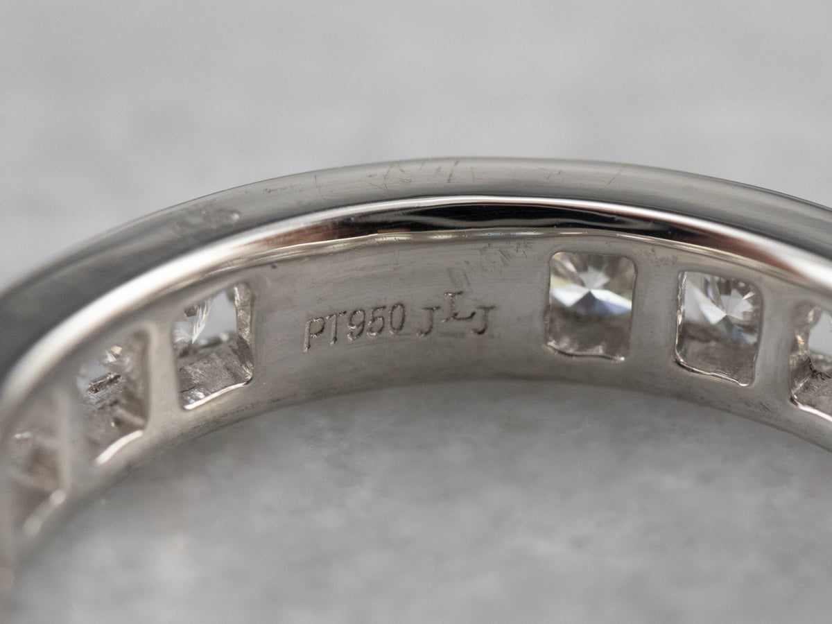 Channel Set Diamond Platinum Eternity Wedding Band
