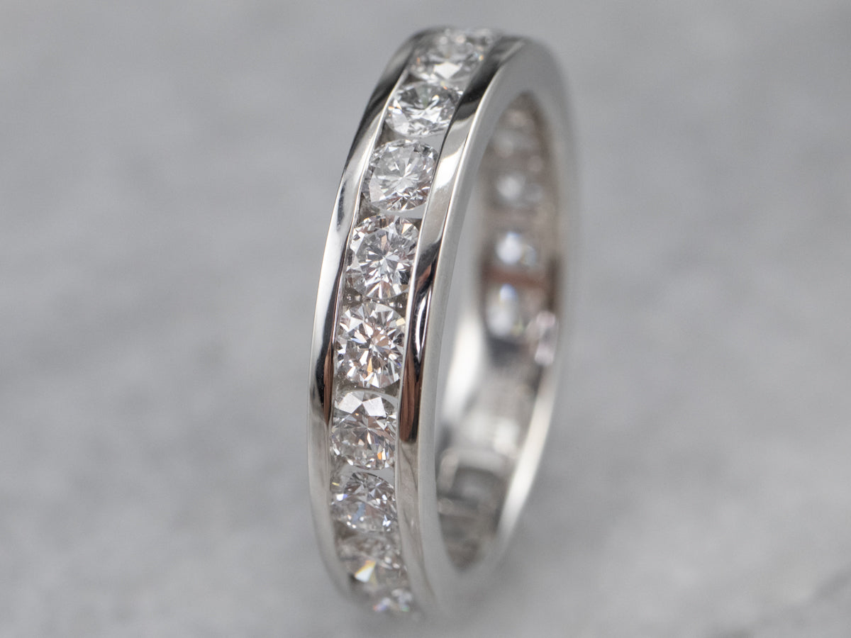 Channel Set Diamond Platinum Eternity Wedding Band