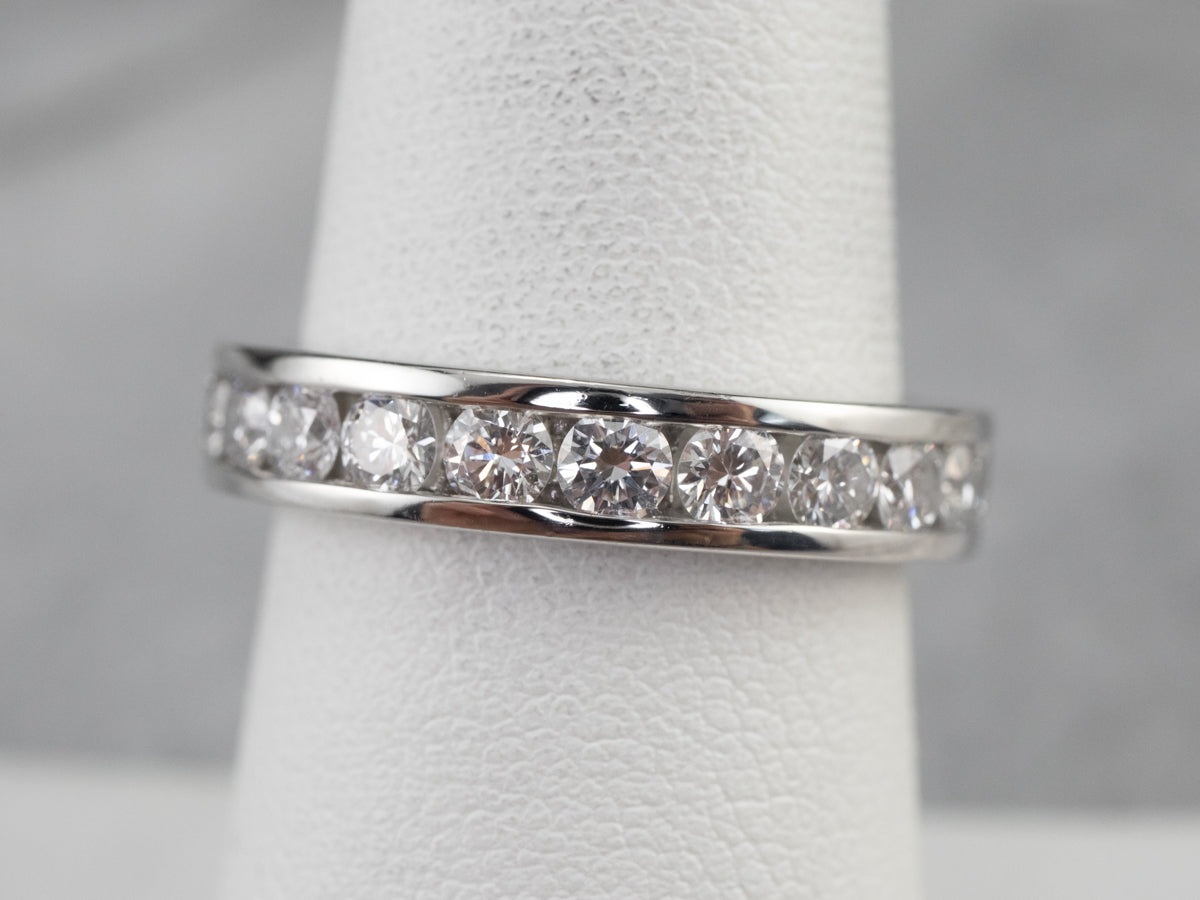 Channel Set Diamond Platinum Eternity Wedding Band