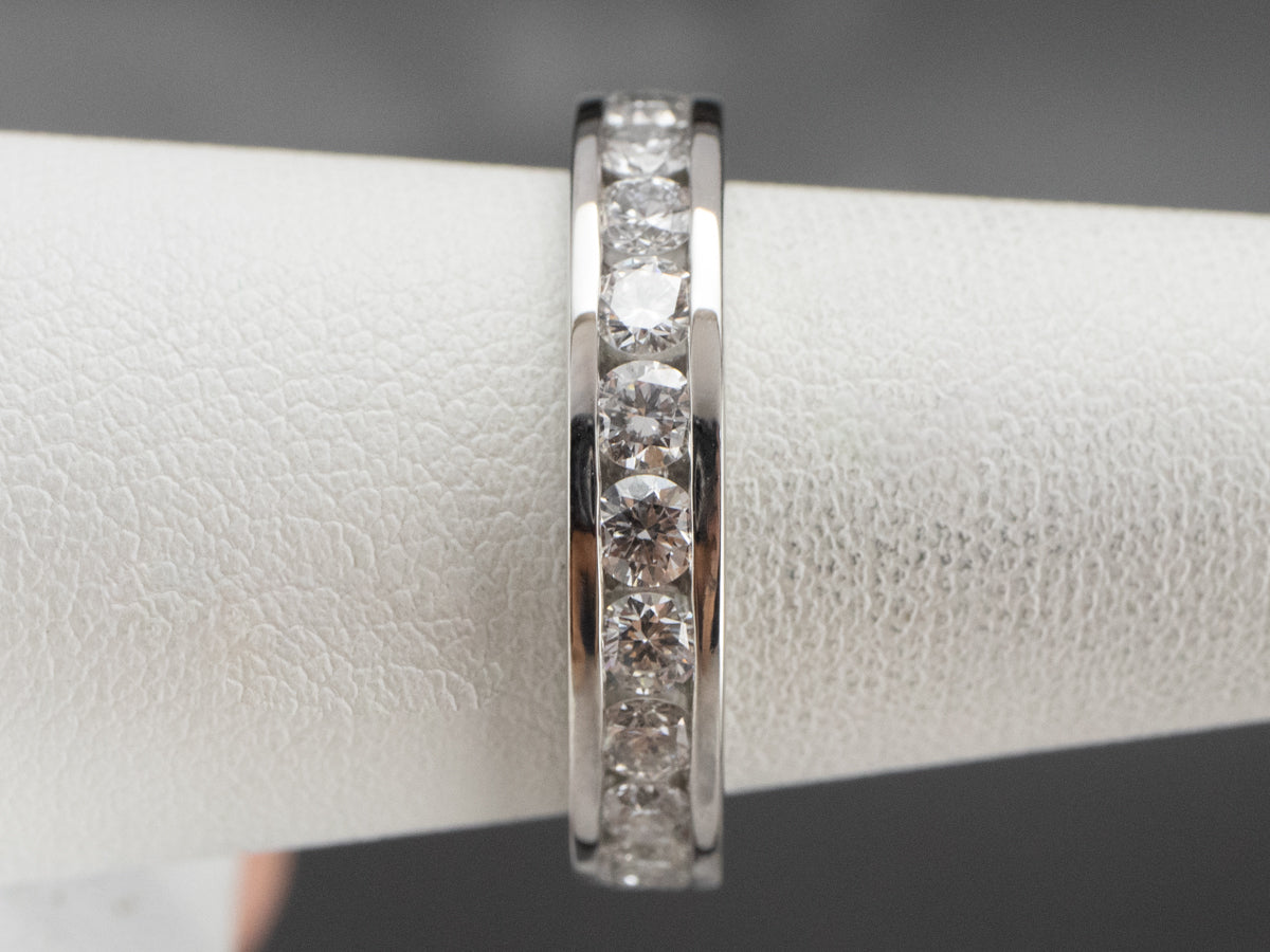 Channel Set Diamond Platinum Eternity Wedding Band