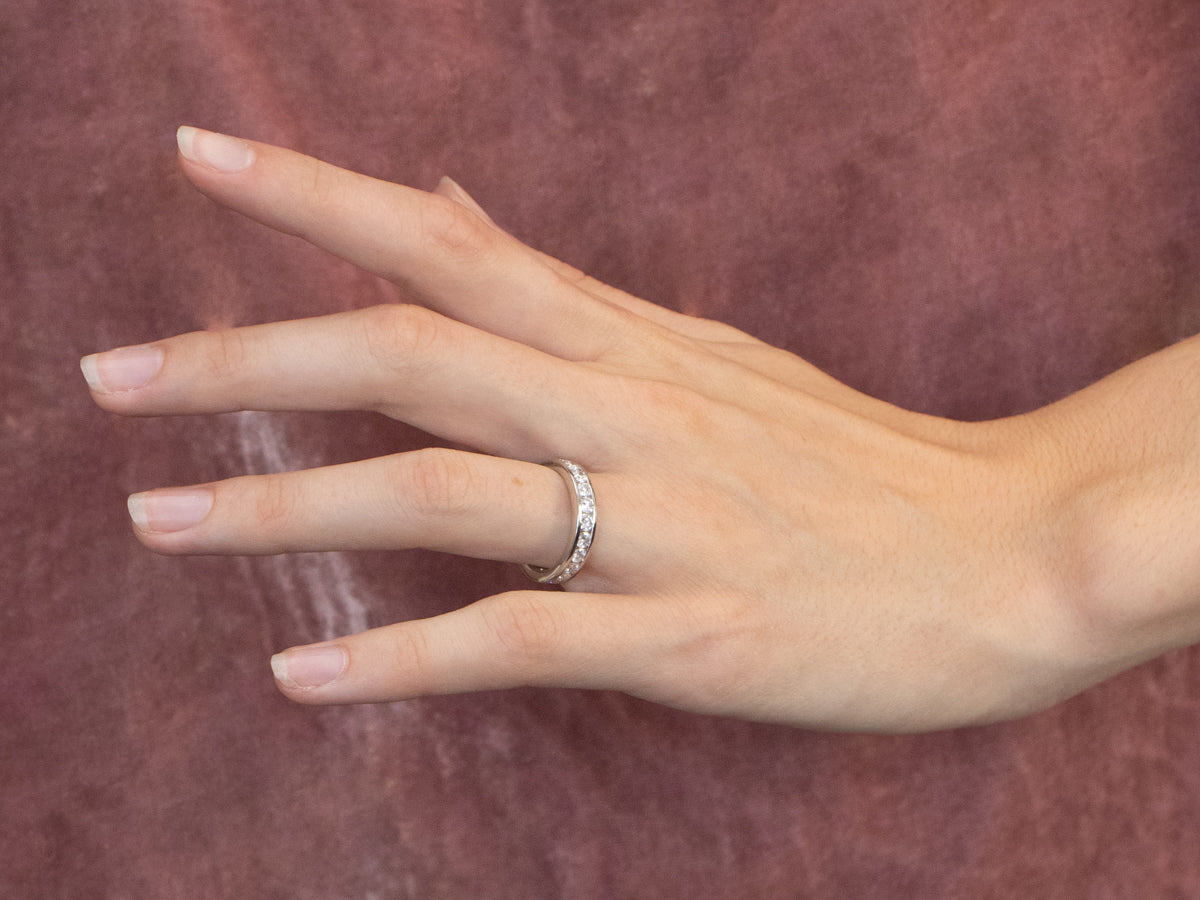 Channel Set Diamond Platinum Eternity Wedding Band