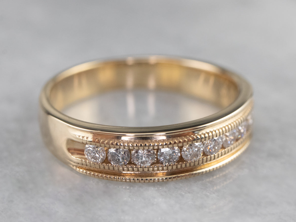 Channel Set Diamond Gold Wedding Band
