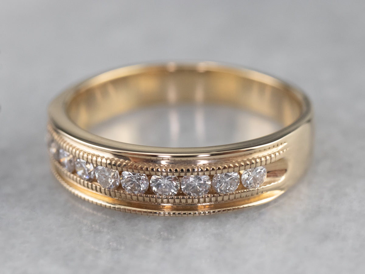 Channel Set Diamond Gold Wedding Band