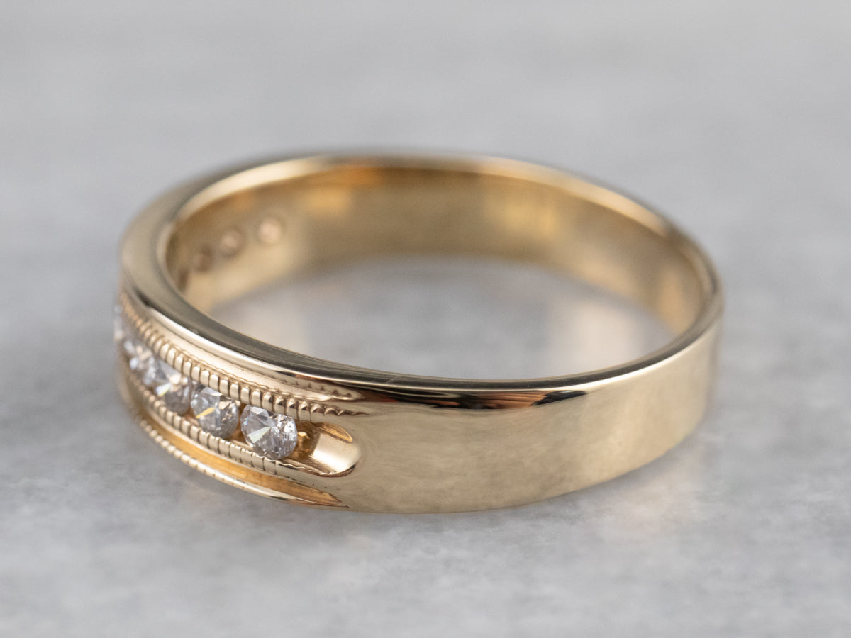 Channel Set Diamond Gold Wedding Band