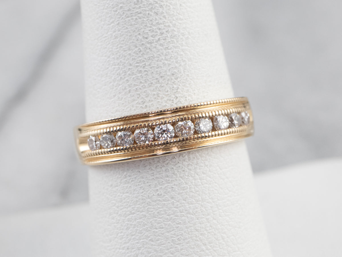 Channel Set Diamond Gold Wedding Band