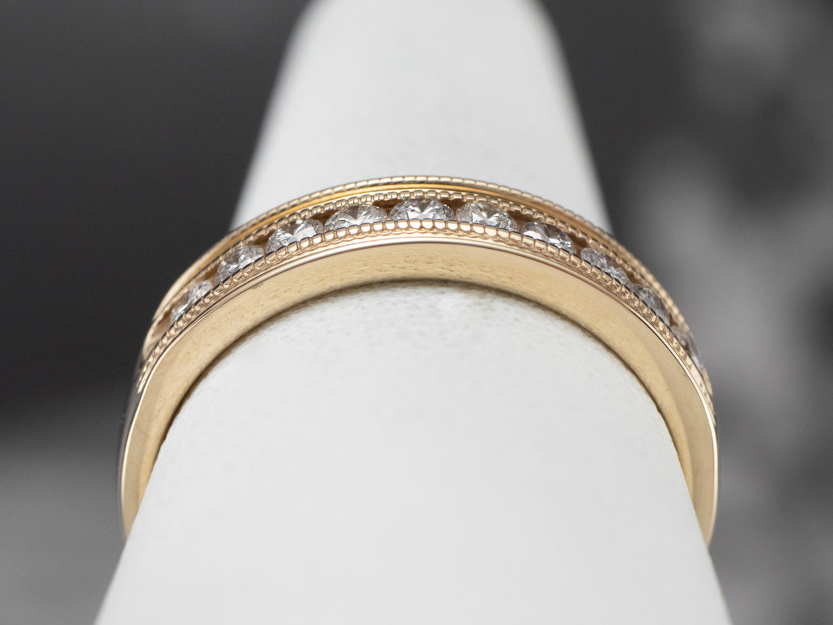 Channel Set Diamond Gold Wedding Band