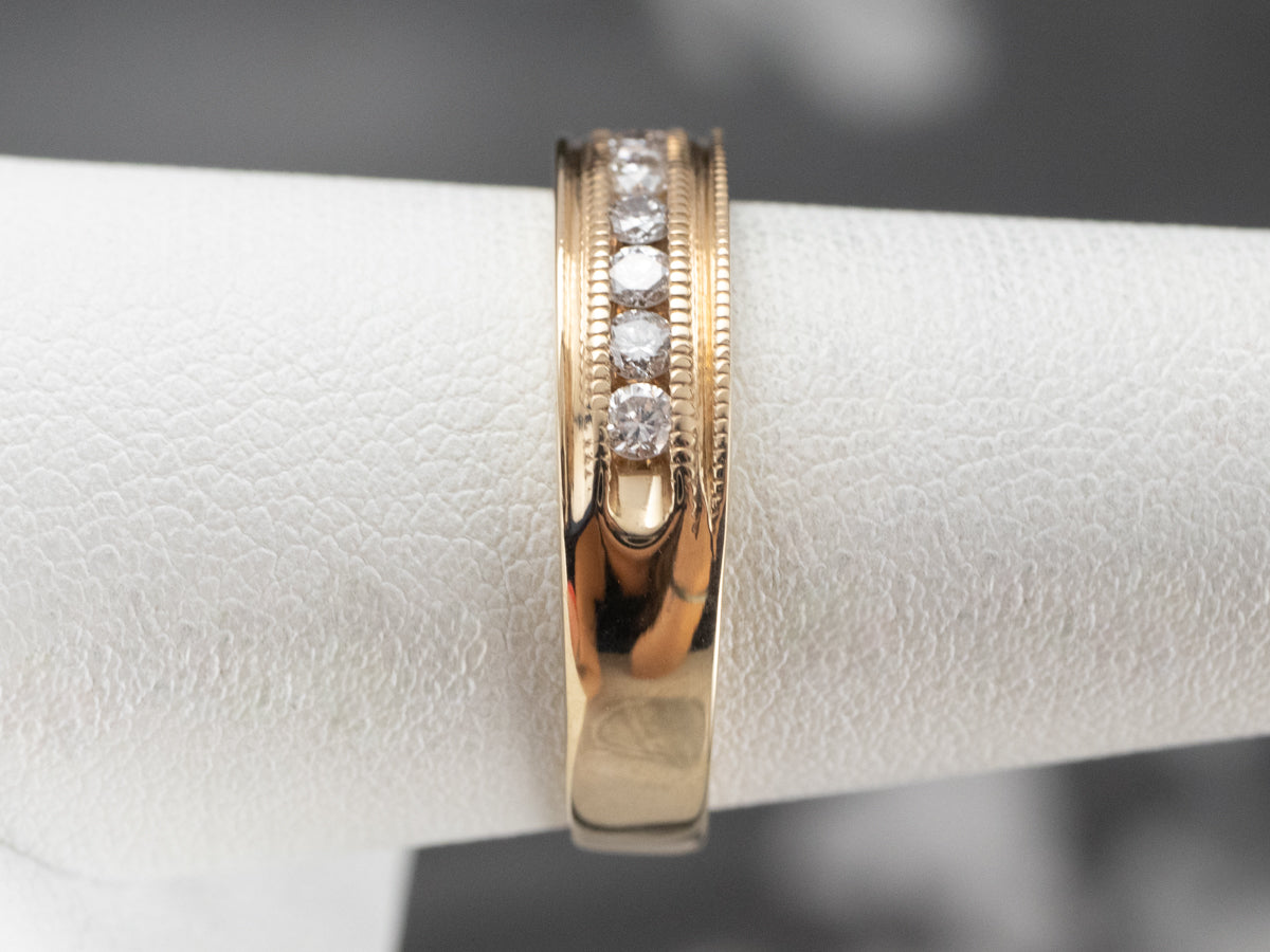 Channel Set Diamond Gold Wedding Band