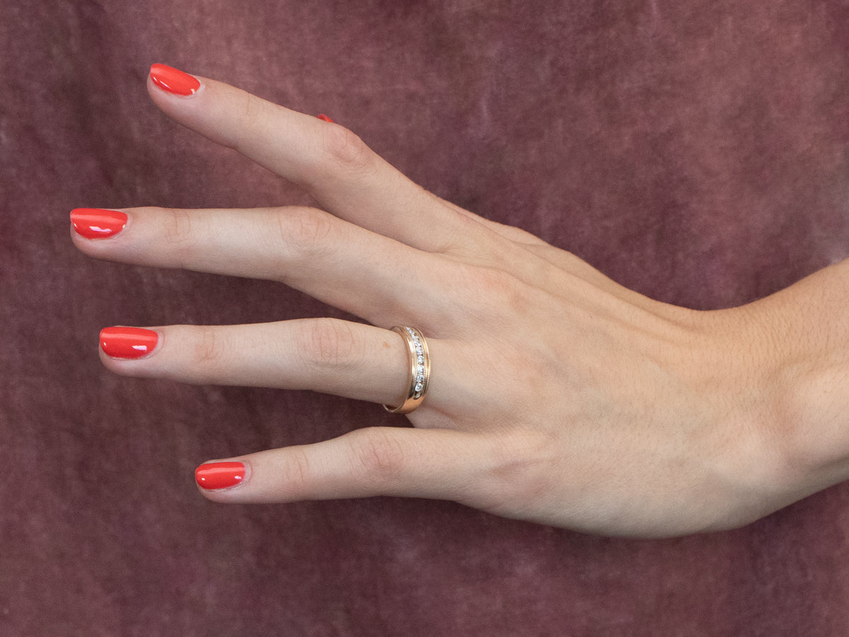 Channel Set Diamond Gold Wedding Band