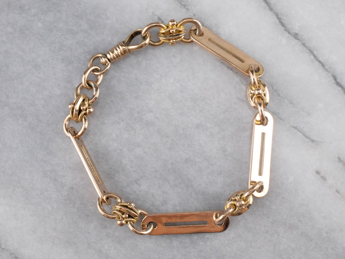 Retro Two Tone Gold Link Bracelet