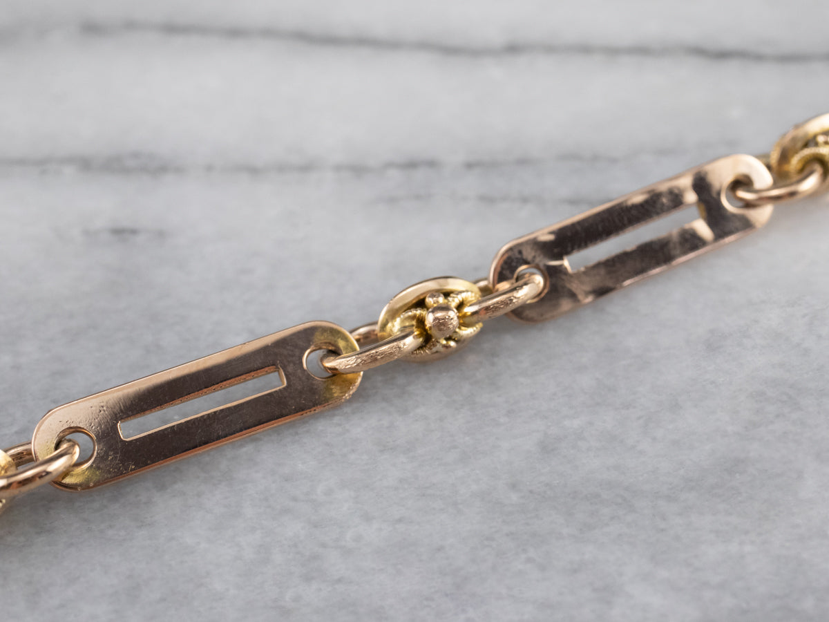 Retro Two Tone Gold Link Bracelet