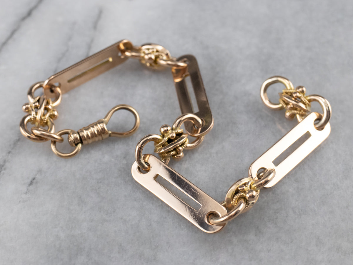 Retro Two Tone Gold Link Bracelet