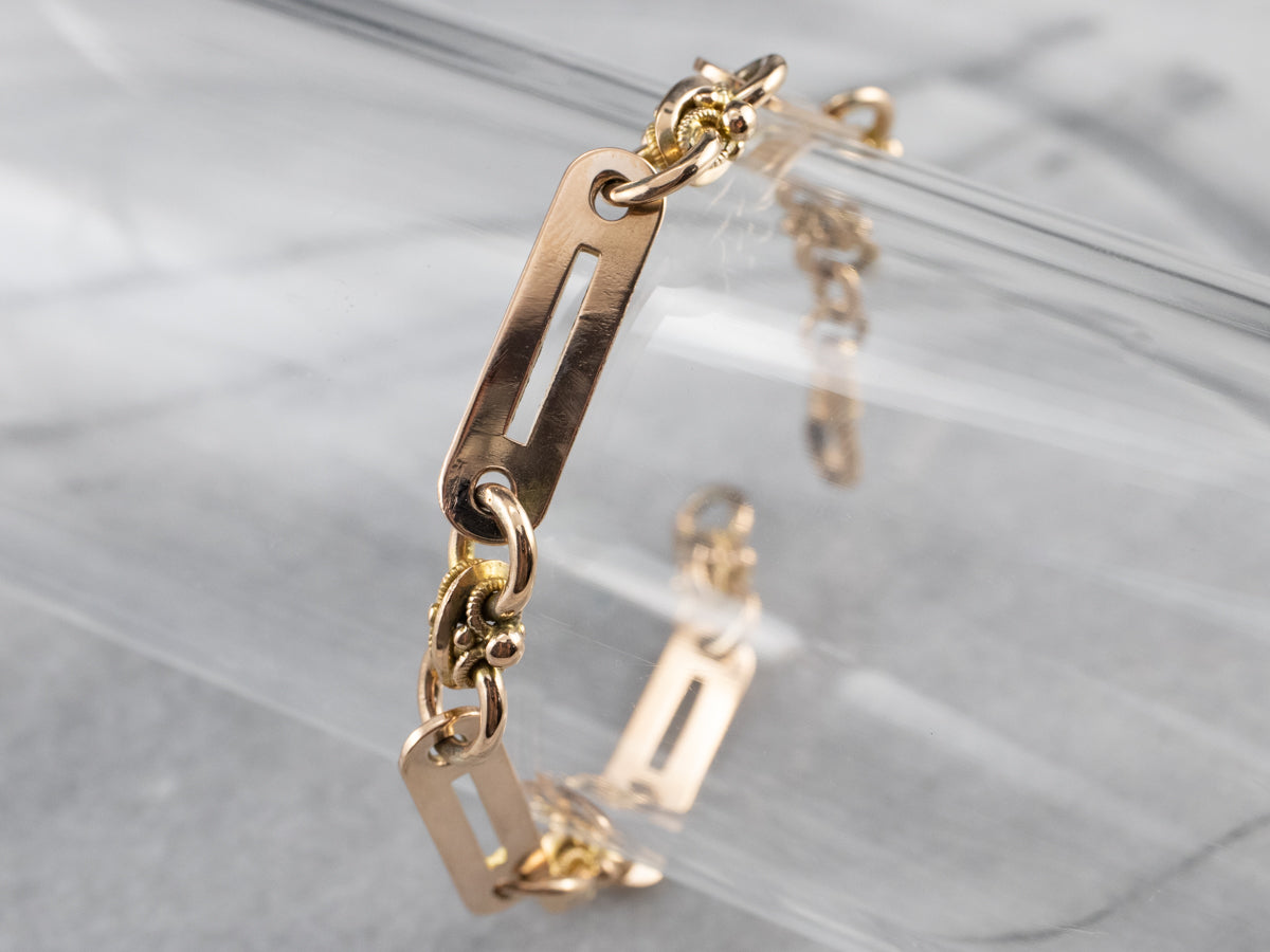 Retro Two Tone Gold Link Bracelet