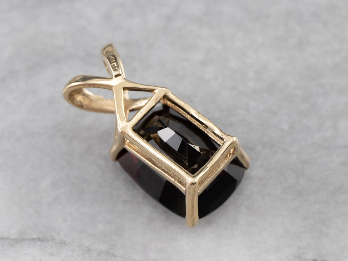Large Garnet Gold Statement Pendant