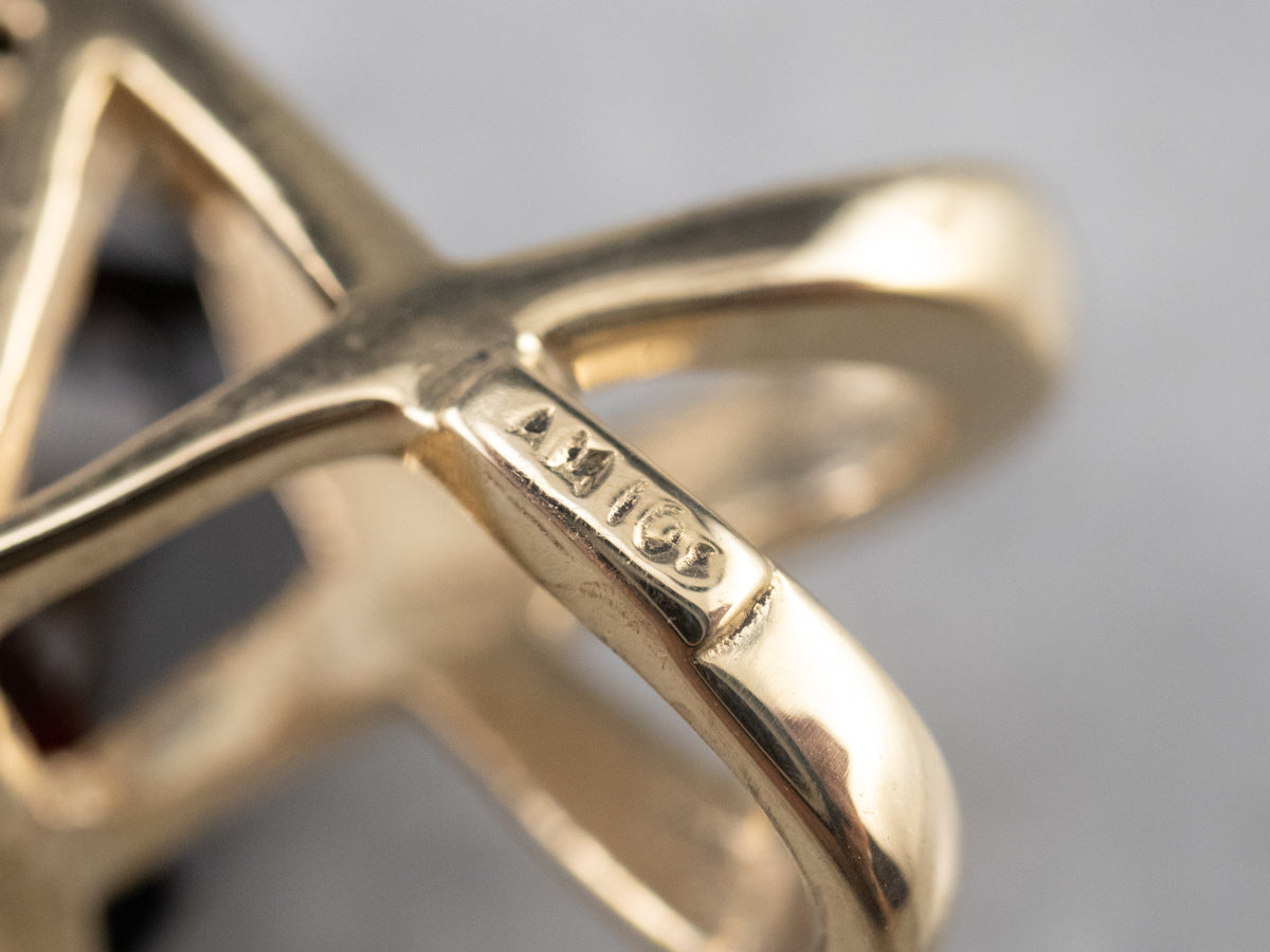 Large Garnet Gold Statement Pendant