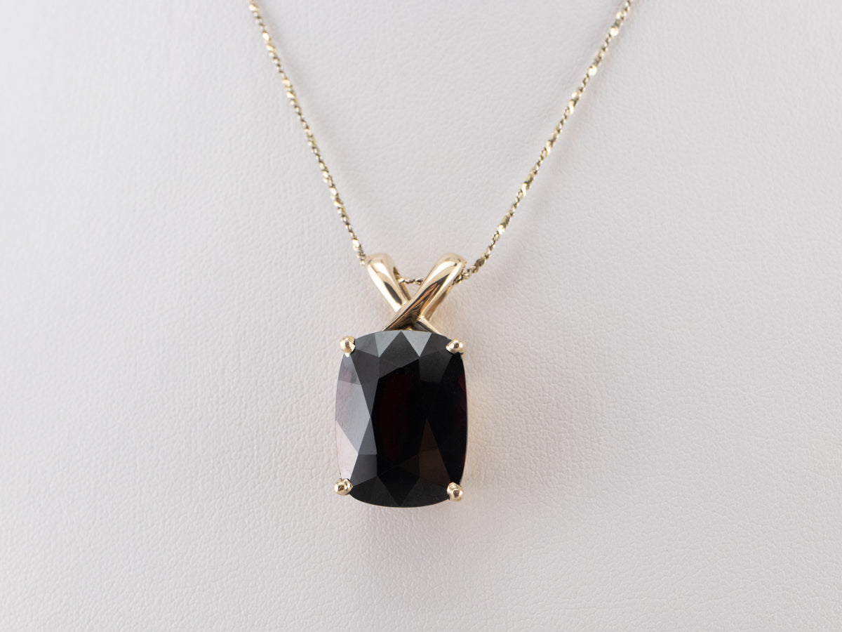 Large Garnet Gold Statement Pendant
