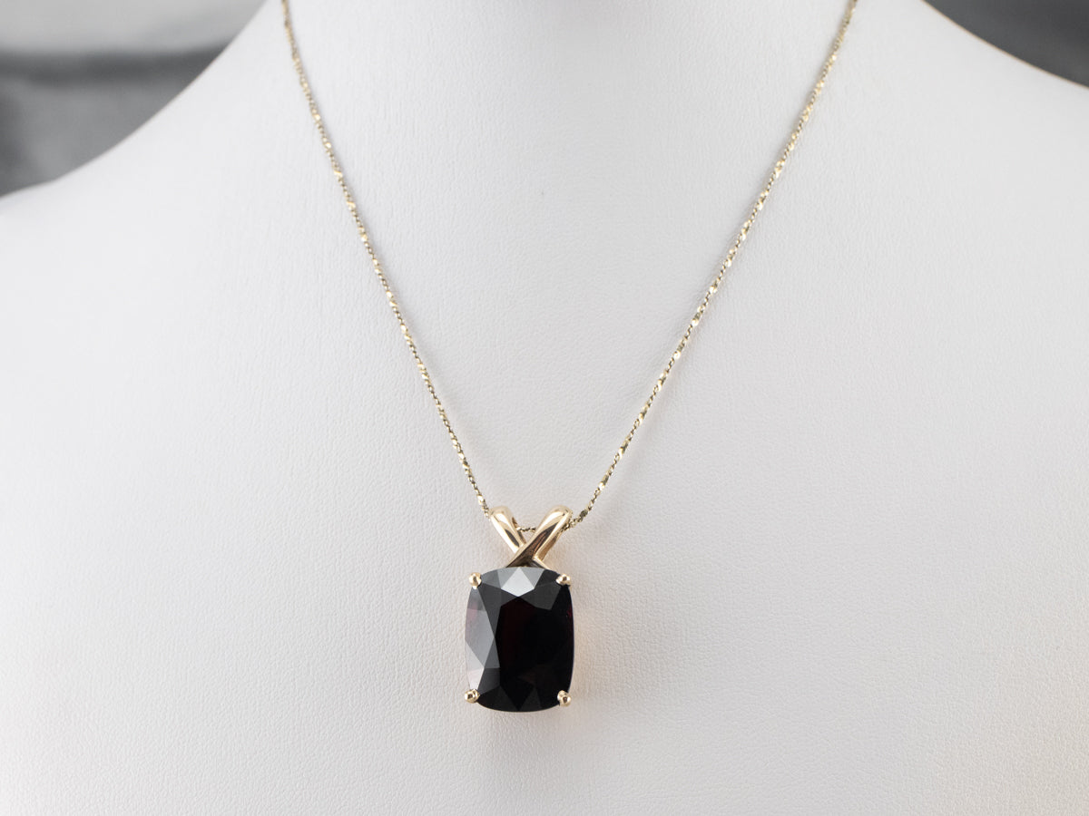 Large Garnet Gold Statement Pendant