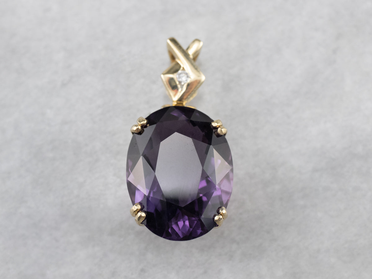 Amethyst Diamond Gold Statement Pendant