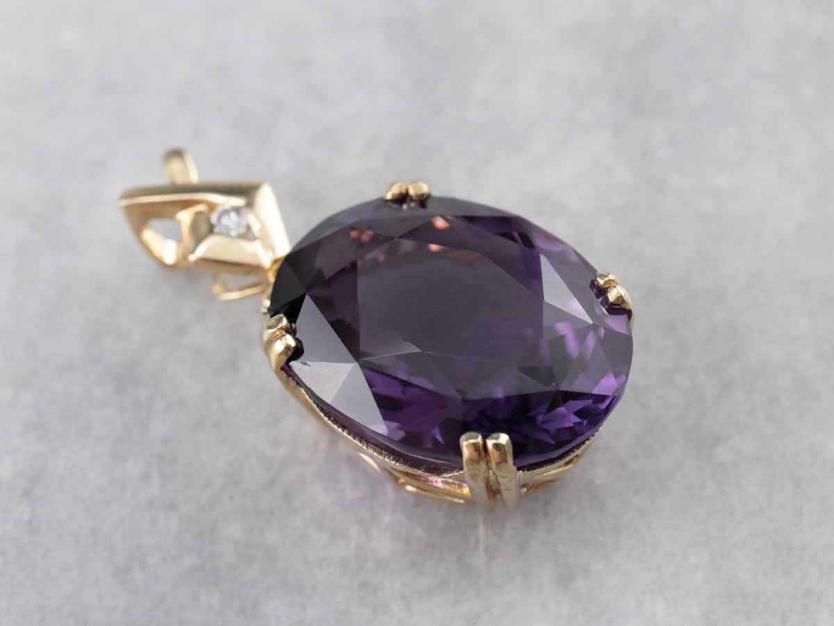 Amethyst Diamond Gold Statement Pendant