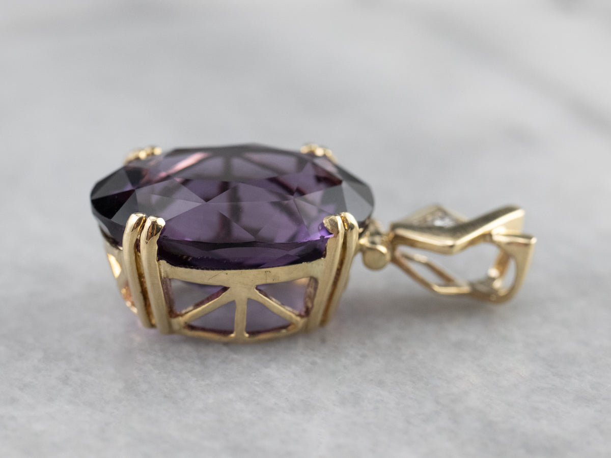 Amethyst Diamond Gold Statement Pendant
