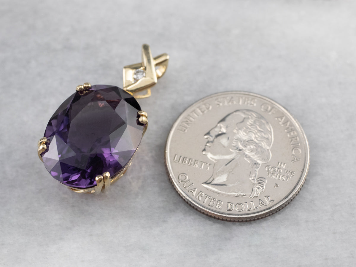 Amethyst Diamond Gold Statement Pendant