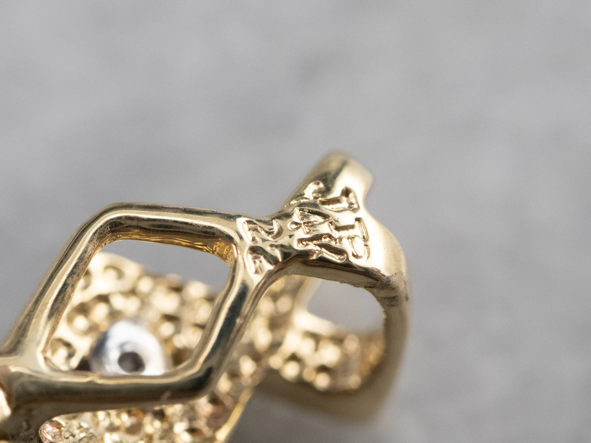 Amethyst Diamond Gold Statement Pendant