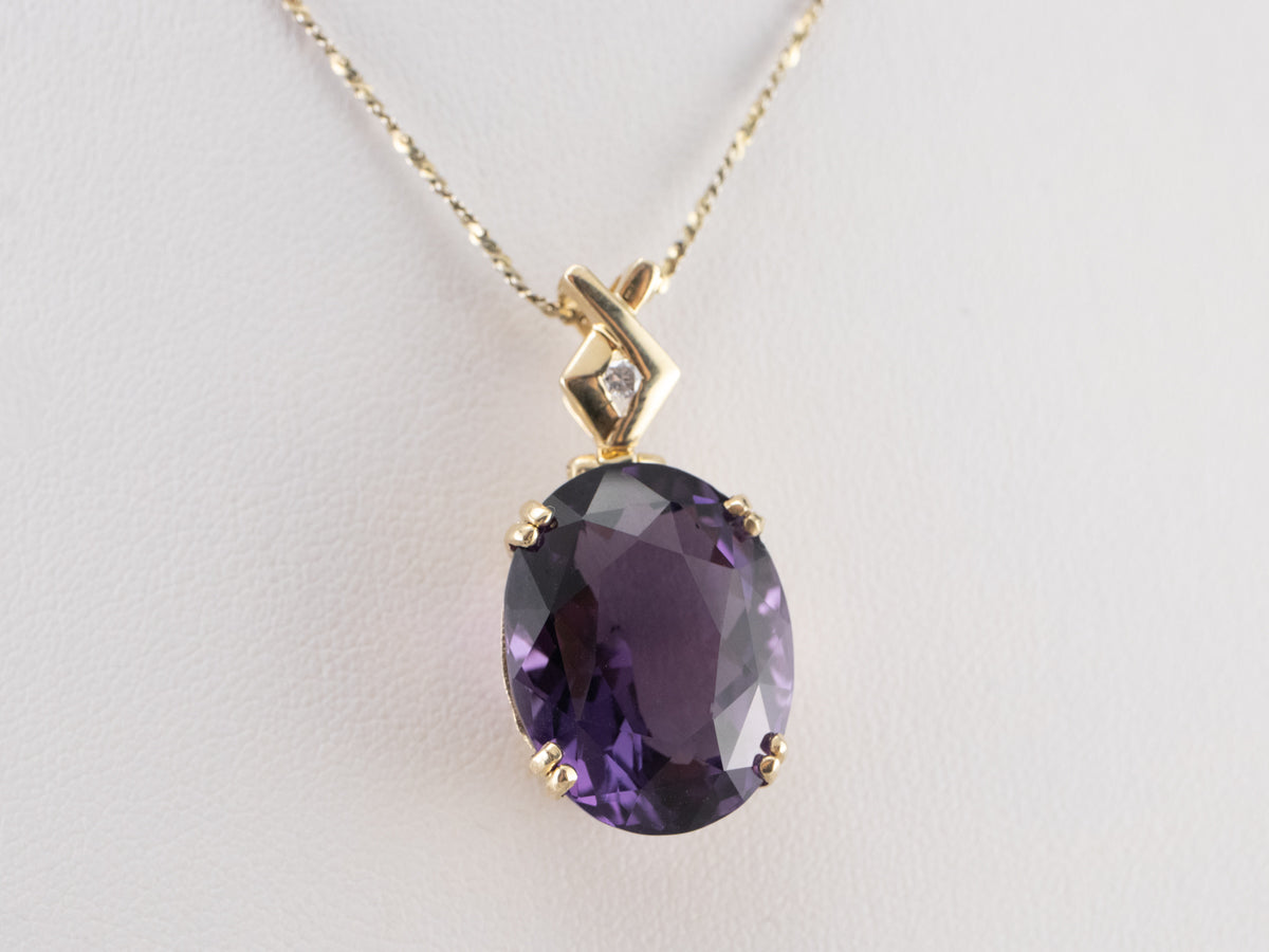 Amethyst Diamond Gold Statement Pendant