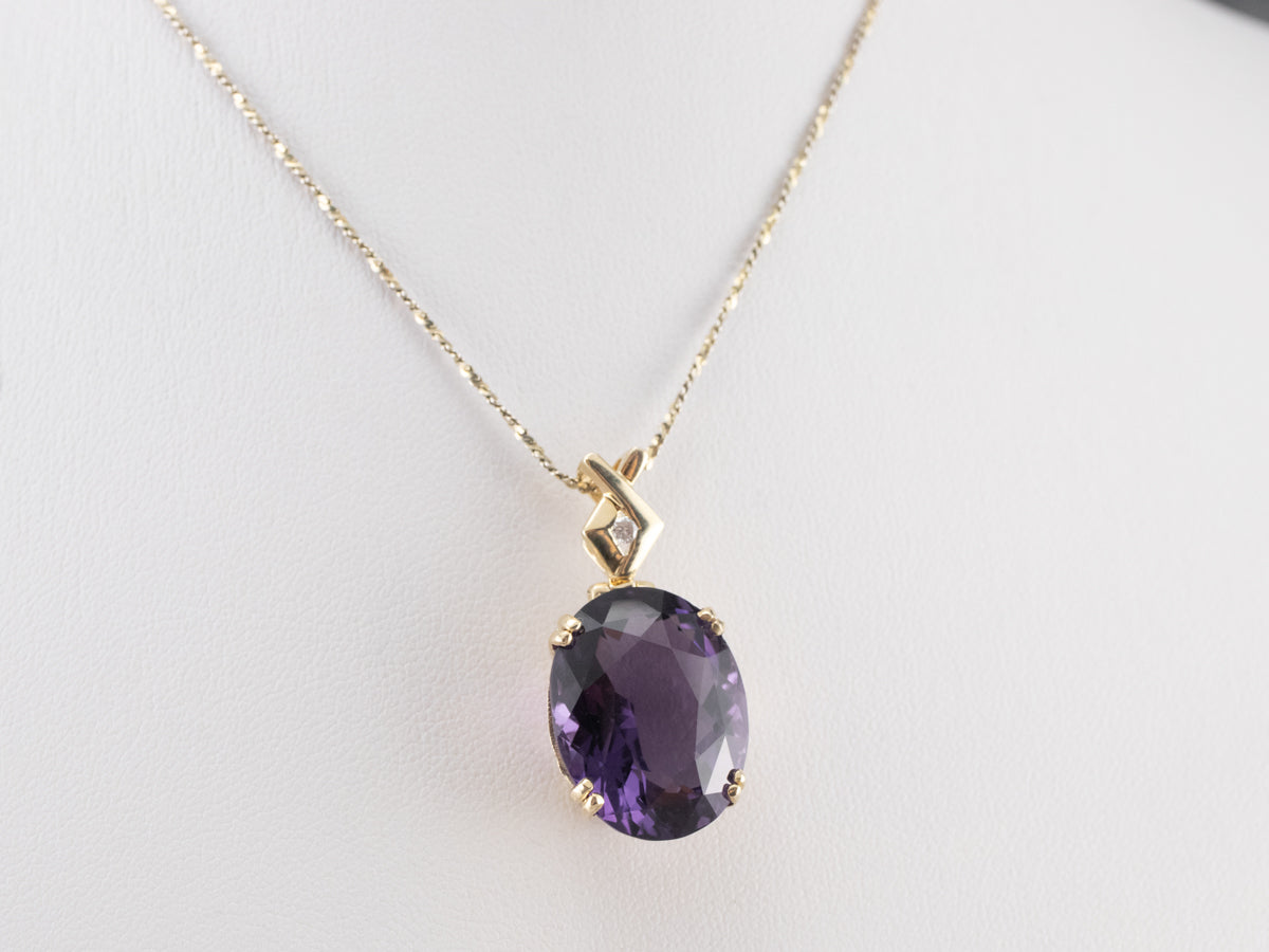 Amethyst Diamond Gold Statement Pendant