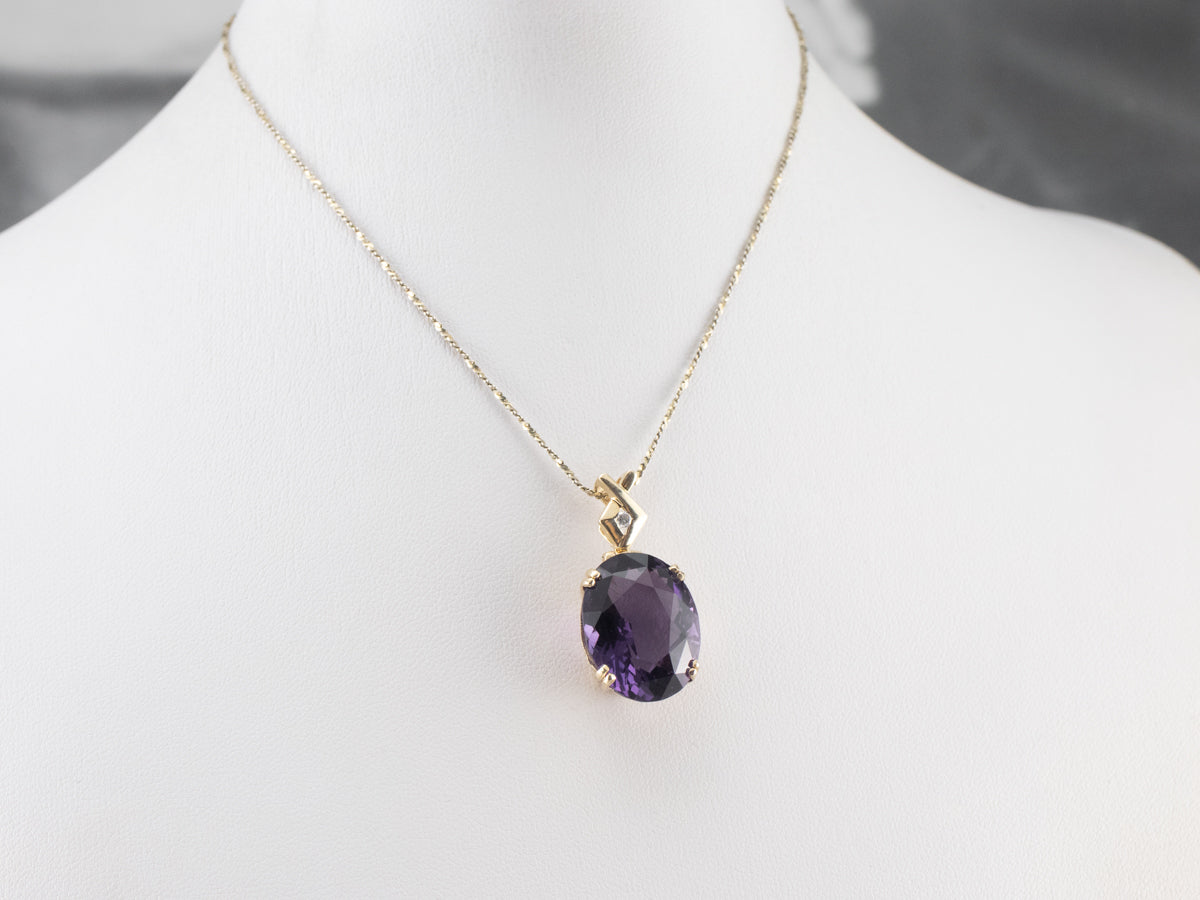 Amethyst Diamond Gold Statement Pendant