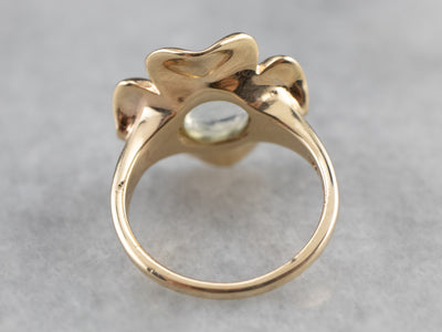 Moonstone Gold Flower Ring