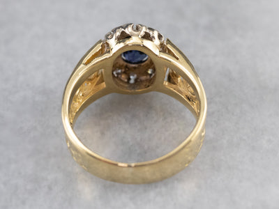 Sapphire Diamond Halo Filigree Ring