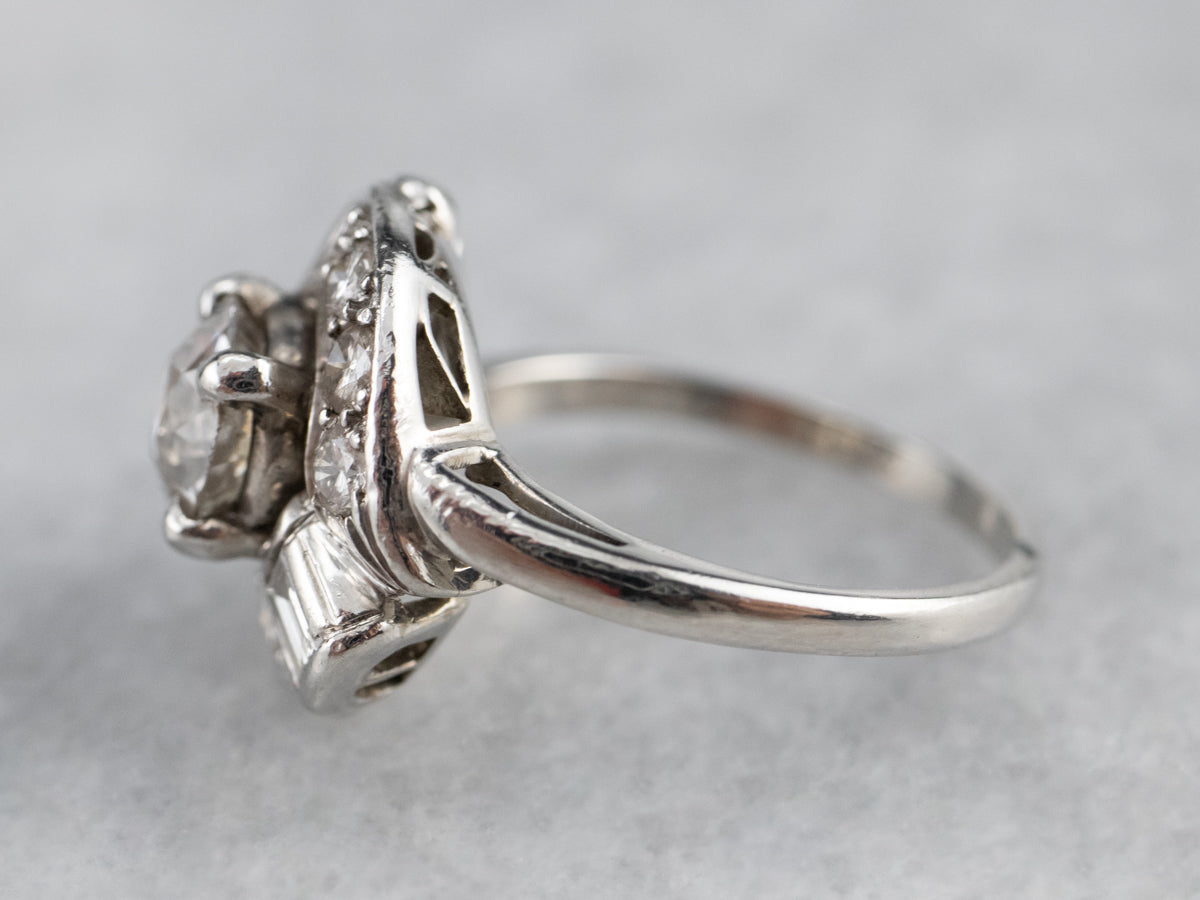 European Cut Diamond Platinum Engagement Ring