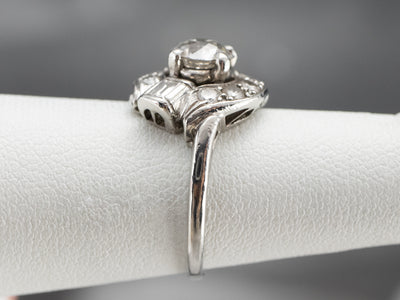 European Cut Diamond Platinum Engagement Ring