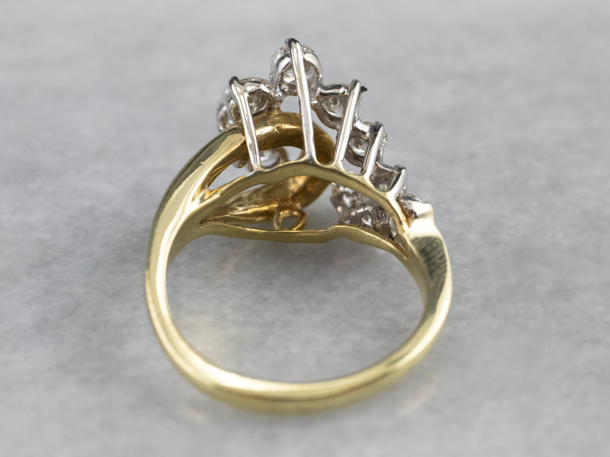 Asymmetrical Diamond Gold Cocktail Ring