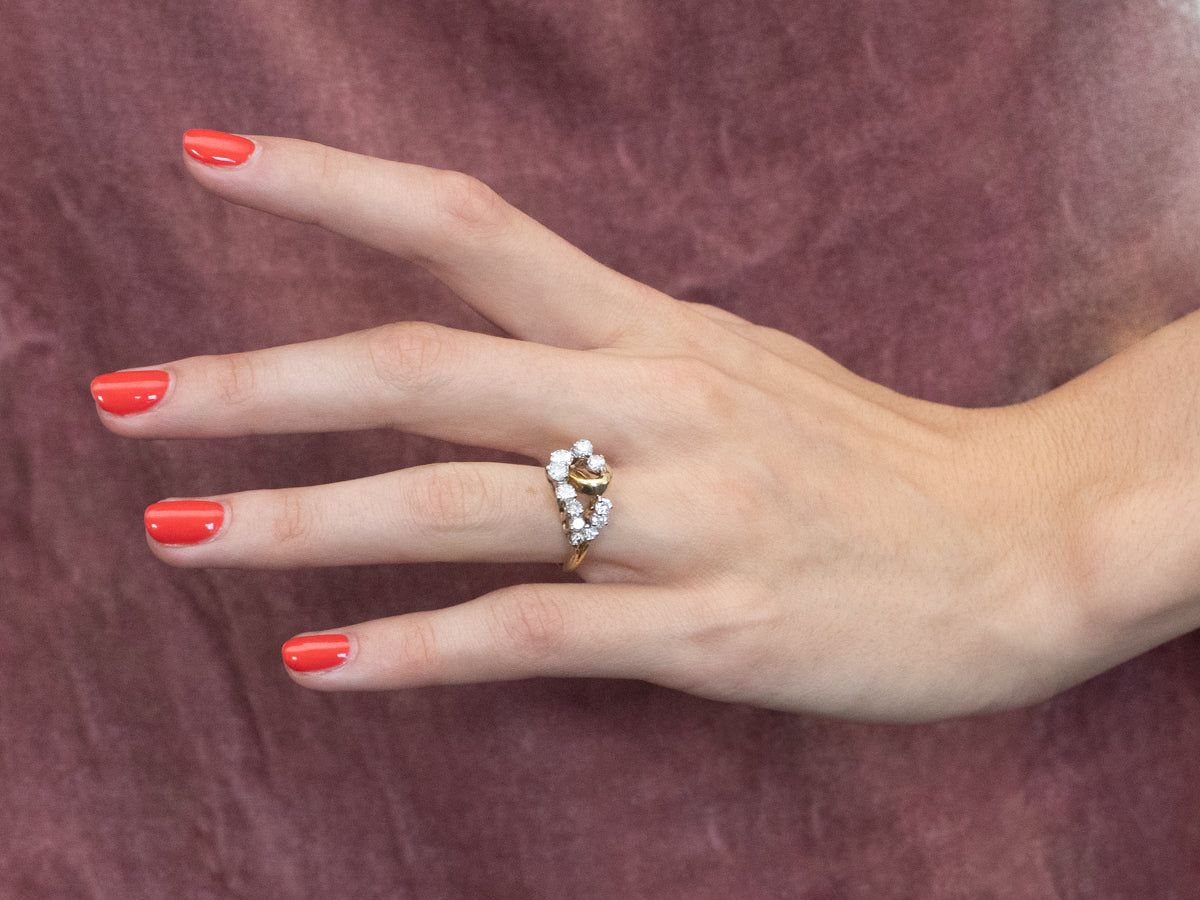 Asymmetrical Diamond Gold Cocktail Ring