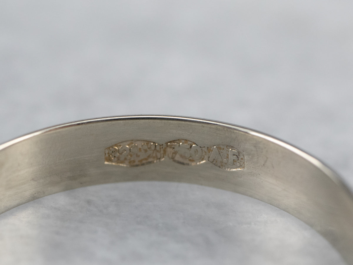 Patterned 18K White Gold Wedding Band