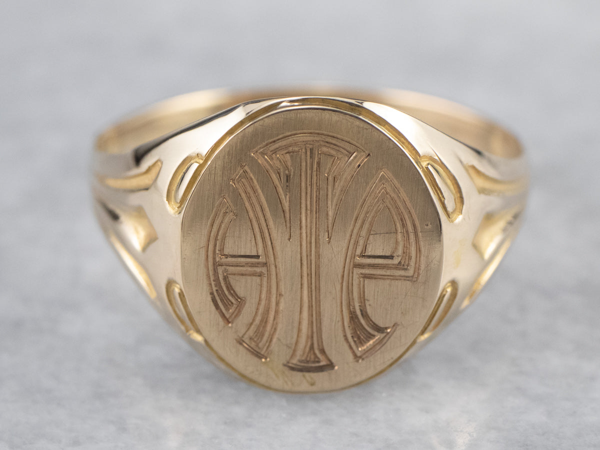 Art Deco "HTE" Gold Signet Ring