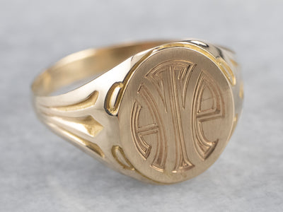Art Deco "HTE" Gold Signet Ring