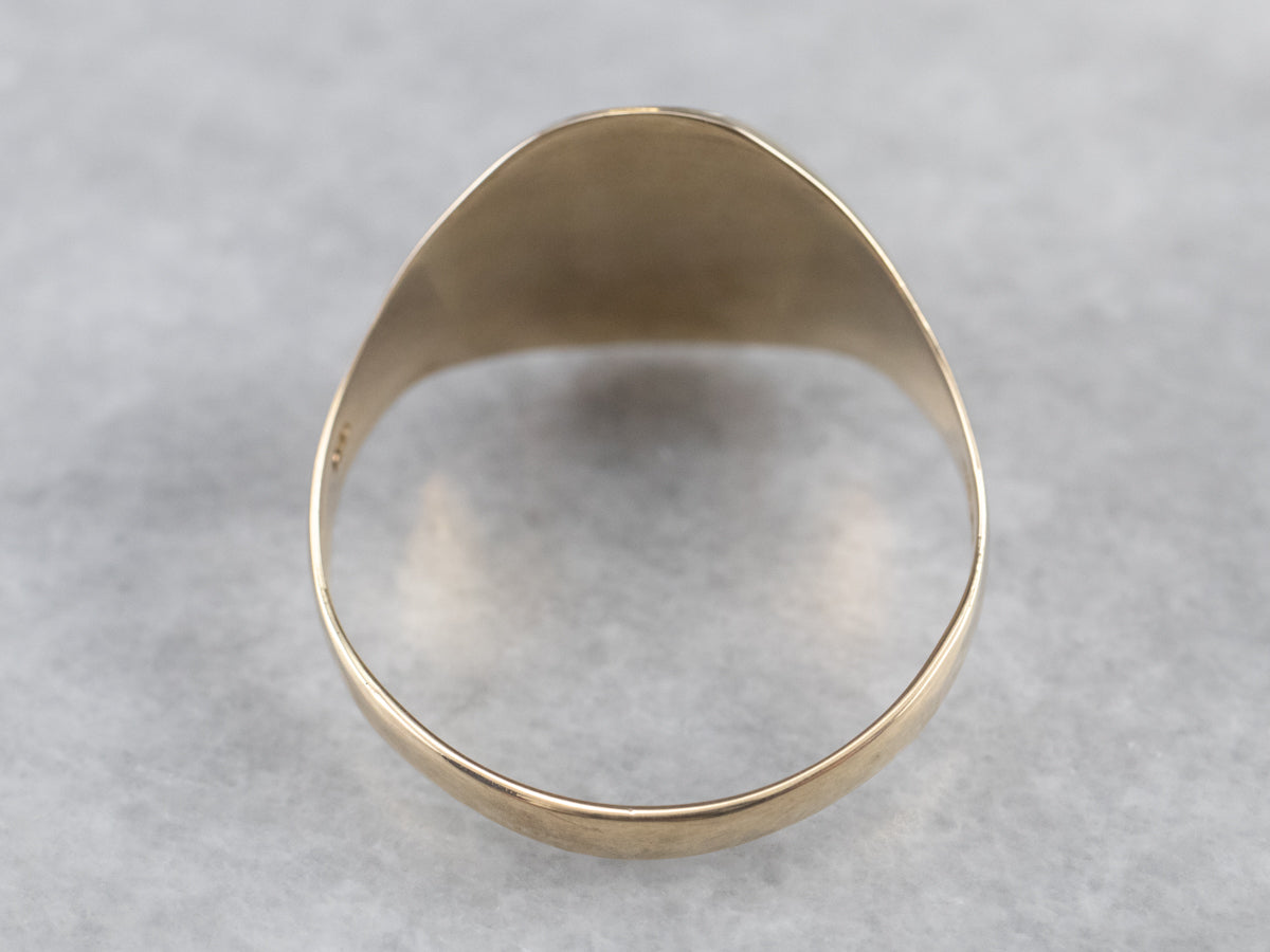 Anillo de sello de oro Art Déco "HTE"