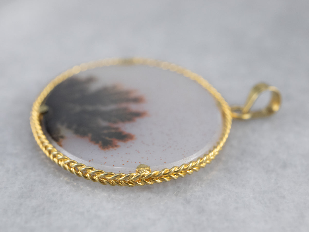 Dendritic Agate East to West Gold Pendant